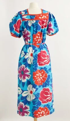 1970s Floral Dress -The J Peterman Shop 1970s floral dress blue floral 394622