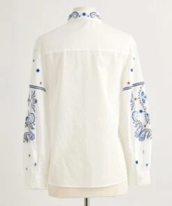 Bandana Embroidered Blouse -The J Peterman Shop bandana embroidered blouse blue white 760521