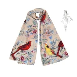 Printed Chiffon Scarf -The J Peterman Shop cardinals printed chiffon scarf cardinal 672739