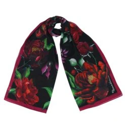 Printed Chiffon Scarf -The J Peterman Shop cardinals printed chiffon scarf midnight peony 332526