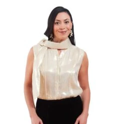 Dazzling Metallic Blouse -The J Peterman Shop dazzling metallic blouse silver 173022