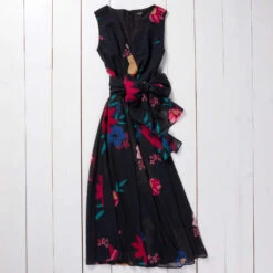 Floral Holiday Dress -The J Peterman Shop floral holiday dress black floral 170547