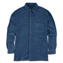 French Terry Button-Up Shirt -The J Peterman Shop french terry button up shirt indigo 812525