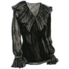 Glamorous V-ruffle Blouse -The J Peterman Shop glamorous v ruffle blouse black 713981