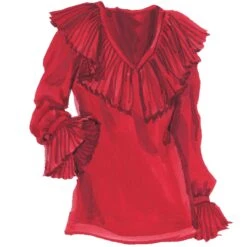 Glamorous V-ruffle Blouse -The J Peterman Shop glamorous v ruffle blouse red 355774