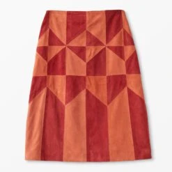 Greenwich Village Suede Patchwork Skirt -The J Peterman Shop greenwich village suede patchwork skirt red rust 756215