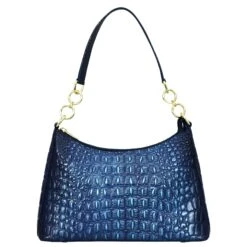 Hand Painted Croc Embossed Hobo With Chain Strap -The J Peterman Shop hand painted croc embossed hobo with chain strap sapphire 209101