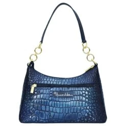 Hand Painted Croc Embossed Hobo With Chain Strap -The J Peterman Shop hand painted croc embossed hobo with chain strap sapphire 617326