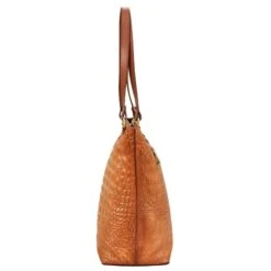 Hand-Painted Croc Embossed Tote -The J Peterman Shop hand painted croc embossed tote caramel 301196