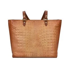 Hand-Painted Croc Embossed Tote -The J Peterman Shop hand painted croc embossed tote caramel 592579