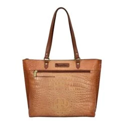 Hand-Painted Croc Embossed Tote -The J Peterman Shop hand painted croc embossed tote caramel 766899