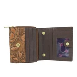 Hand Painted Embossed Leather Crossbody Organizer -The J Peterman Shop hand painted embossed leather crossbody organizer rose bronze 215780