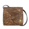 Hand Painted Embossed Leather Crossbody Organizer -The J Peterman Shop hand painted embossed leather crossbody organizer rose bronze 321385