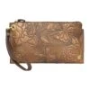 Hand-Painted Embossed Leather Wristlet -The J Peterman Shop hand painted embossed leather wristlet rose bronze 713689