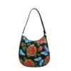 Hand Painted Embossed North South Bag -The J Peterman Shop hand painted embossed north south bag rose black 844541