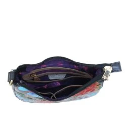 Hand Painted Embossed North South Bag -The J Peterman Shop hand painted embossed north south bag rose black 986144