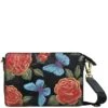 Hand Painted Embossed Triple Compartment Crossbody -The J Peterman Shop hand painted embossed triple compartment crossbody rose black 981676
