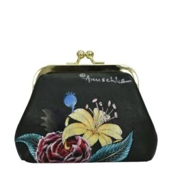Hand-Painted Leather Coin Purse 18 Hand-Painted Leather Coin Purse -The J Peterman Shop hand painted leather coin purse vintage floral 547225