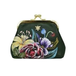 Hand-Painted Leather Coin Purse 17 Hand-Painted Leather Coin Purse -The J Peterman Shop hand painted leather coin purse vintage floral 855631