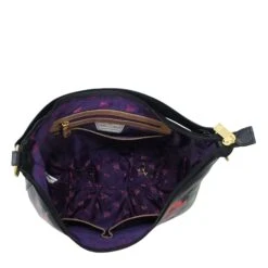 Hand Painted Leather Ruched Bag -The J Peterman Shop hand painted leather ruched bag midnight peony 440854