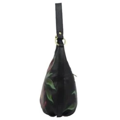 Hand Painted Leather Ruched Bag -The J Peterman Shop hand painted leather ruched bag midnight peony 897492