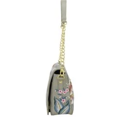 Hand Painted Magnetic Snap Flap Chain Bag -The J Peterman Shop hand painted magnetic snap flap chain bag magnolia taupe 321576