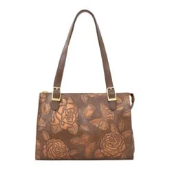 Hand Painted Rose-Embossed Shopper Tote