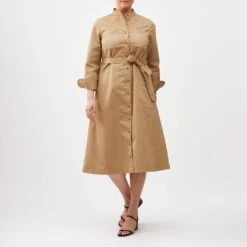 Hedonistic Band Collar Shirtdress -The J Peterman Shop hedonistic band collar shirtdress khaki 562773