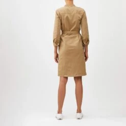 Hedonistic Band Collar Shirtdress -The J Peterman Shop hedonistic band collar shirtdress khaki 673341
