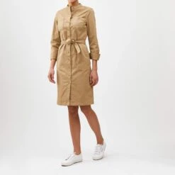 Hedonistic Band Collar Shirtdress -The J Peterman Shop hedonistic band collar shirtdress khaki 961583