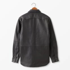 Leather Badlands Shirt Jacket -The J Peterman Shop leather badlands shirt jacket black 502773