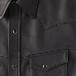 Leather Badlands Shirt Jacket -The J Peterman Shop leather badlands shirt jacket black 757919