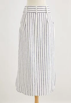 Linen Button Front Skirt -The J Peterman Shop linen button front skirt natural 329227