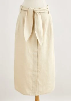 Linen Button Front Skirt -The J Peterman Shop linen button front skirt natural 712473