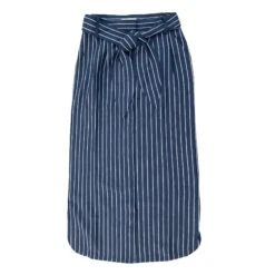 Linen Button Front Skirt -The J Peterman Shop linen button front skirt navy cream stripe 782353