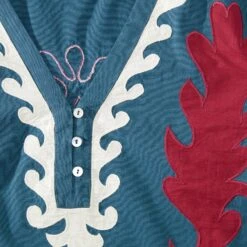 Luisas Applique Caftan 11 Luisas Applique Caftan -The J Peterman Shop luisas applique caftan marine multi 196627