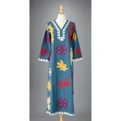 Luisas Applique Caftan 9 Luisas Applique Caftan -The J Peterman Shop luisas applique caftan marine multi 802162