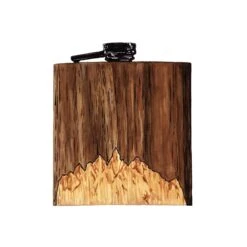 Mountain-Sky Wooden Hip Flask