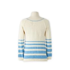 Nautical Stripe Scoop Neck Sweater -The J Peterman Shop nautical stripe scoop neck sweater cream blue 504061