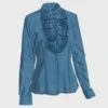 New Era Ruffle Blouse -The J Peterman Shop new era ruffle blouse indigo 352753