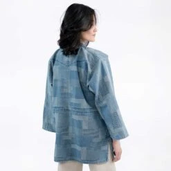 Patchwork Kimono Jacket -The J Peterman Shop patchwork kimono jacket light wash indigo 110740