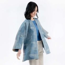 Patchwork Kimono Jacket -The J Peterman Shop patchwork kimono jacket light wash indigo 962527