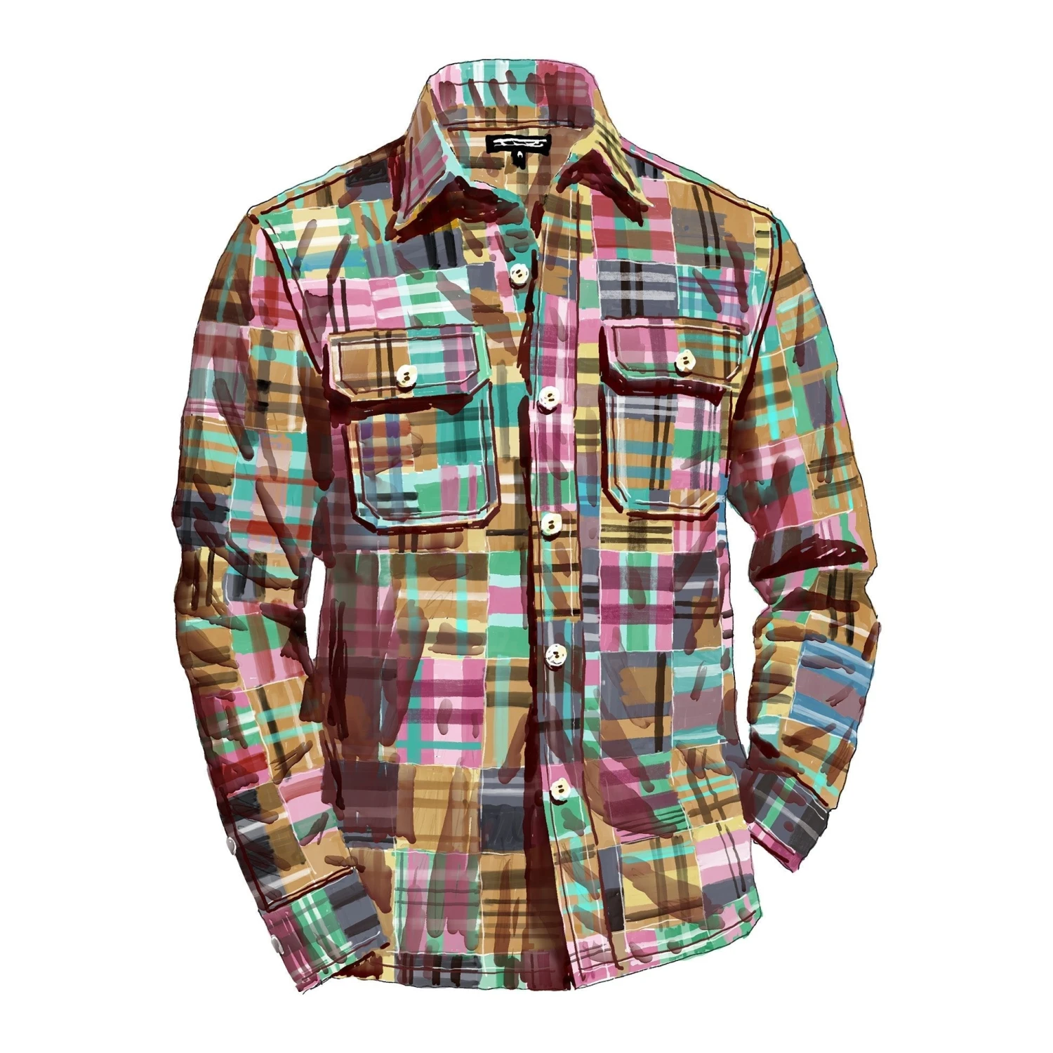 Patchwork Madras Shirt 4 Patchwork Madras Shirt - Image 2