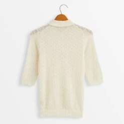 Pointelle Polo Sweater -The J Peterman Shop pointelle polo sweater cream 992227