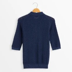 Pointelle Polo Sweater -The J Peterman Shop pointelle polo sweater navy 443145