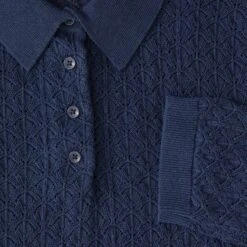 Pointelle Polo Sweater -The J Peterman Shop pointelle polo sweater navy 842492