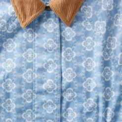 Printed Horseman’s Duster -The J Peterman Shop printed horsemans duster powder blue tile 184308