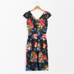 Retro Floral Dress -The J Peterman Shop retro floral dress black floral 113687