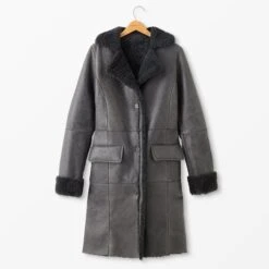 Roaring Fork Shearling Coat -The J Peterman Shop roaring fork shearling coat black 766798