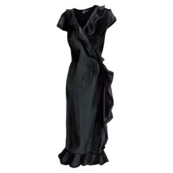 Ruffled Linen Dress -The J Peterman Shop ruffled linen dress black 414793